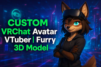create and rig custom vrchat avatar, vtuber, furry or anime 3d model