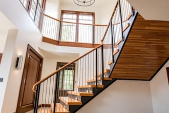 design 3d staircase, handrail staircase design, and elevator 3d rendering