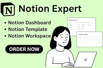build custom notion template, design notion dashboard and notion workspace