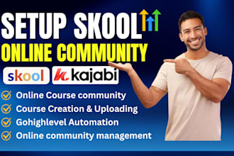 create skool community setup kajabi mighty networks online course content manage