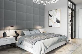redesign 3d minimalist interior,master bedroom, furniture layout,cgi dining area