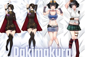 draw custom dakimakura body pillow art anime vtuber oc sfw or nsfw character