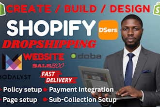 build shopify dropshipping website store design via modalyst doba salehoo dsers