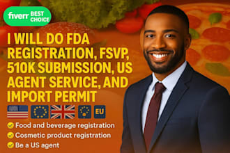 do fda registration, fsvp, 510k submission, US agent, and import permit