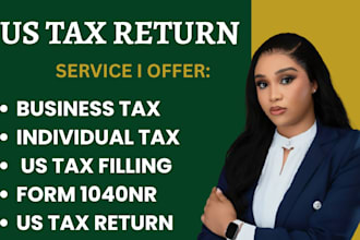 prepare and efile US tax return for individual and business 1040nr 1065 1102 cpa