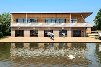 design a realistic 3d boathouse, marina, dock house, or waterfront cabin
