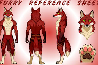 draw custom fursona ref sheet anthro furry oc character commission for fursuit