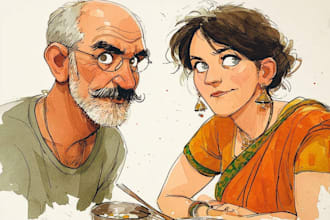 make a watercolor couple portrait
