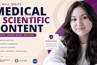 write medical articles, research summaries and scientific content