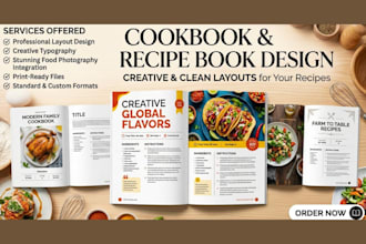 design a professional cookbook or recipe book layout for KDP