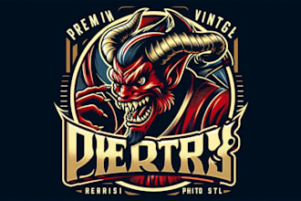 design premium vintage demon mascot sport logo t shirt design