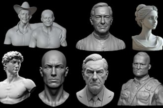 sculpt realistic 3d head, custom bust, and model for 3d printing