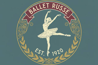 design a vintage ballerina logo with graceful and timeless elegance