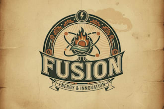 design a vintage fusion logo with a perfect blend of classic and modern style