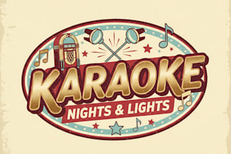 design a vintage karaoke logo with retro music vibes