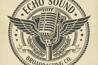 design a vintage microphone logo with retro music vibes