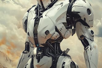 draw amazing character mecha robot illustration