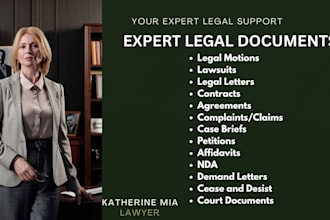 draft legal motions, legal complaints, lawsuits, contracts and legal letters
