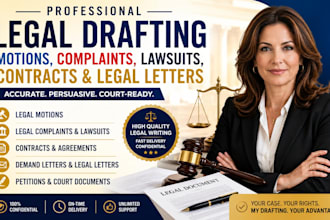 draft legal motions, legal complaints, lawsuits, contracts and legal letters