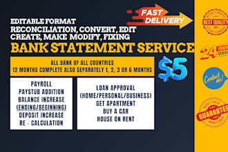 reconcile bank statement PDF to editable format