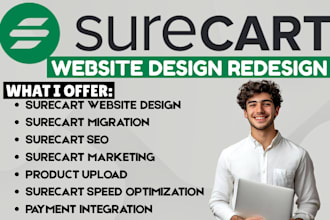 design redesign surecart website promote upload optimized website product