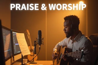 sing soulful gospel male lead with choir harmony vocals, background