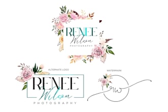 design feminine watercolor floral, boutique female logo for you