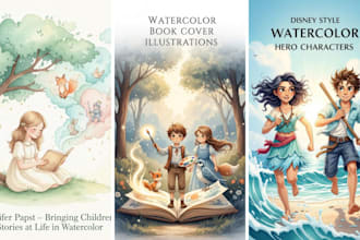 aquarell kinderbuchillustration für kinderbuch geschichtenbuch, buchillustration