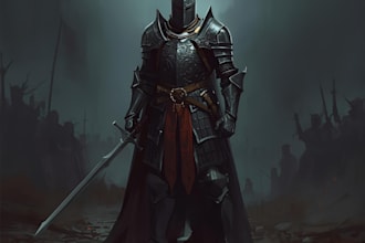 draw concept art of knights, medieval, dark fantasy warriors character