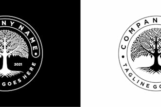 design a realistic tree logo with natural elements