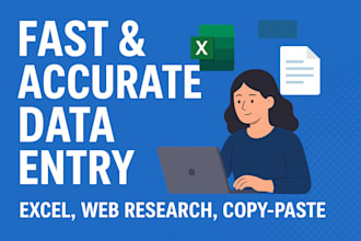 accurate data entry, web research, copy paste, and excel data cleanup