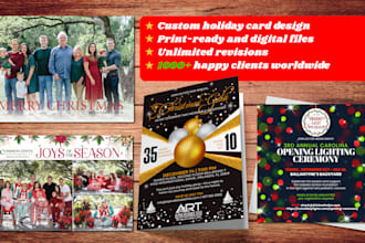 design a custom christmas or holiday card for family or business