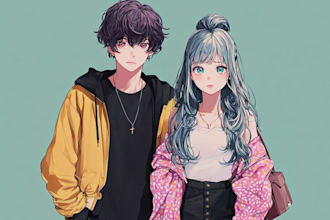 make a anime couple character art anime style