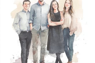 draw a watercolor family portrait