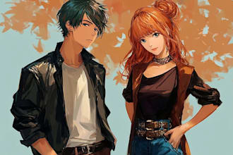 create a anime couple character art anime