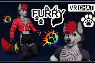 create vrchat avatar furry avatar, fursona art, vrc furry vrc avatar commission