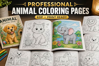 design unique animal coloring book for kids