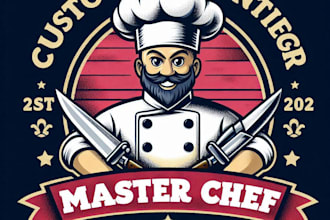 design high quality vintage master chef logo with t shirt design
