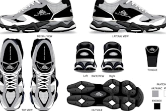 be adapt shoes, sneakers with factory ready tech pack 3d shoe modeling sketche