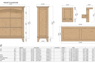 prepare woodworking shop drawing and cut list for DIY project