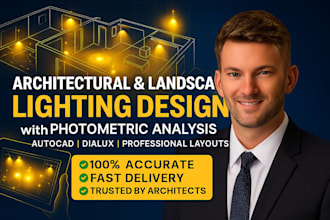 design architectural and landscape lighting layout with photometric analysis