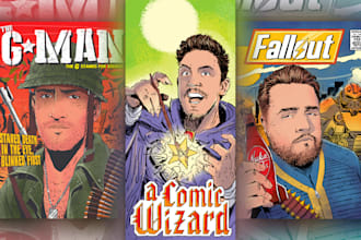 draw a portrait style comic cartoon caricauture from photo