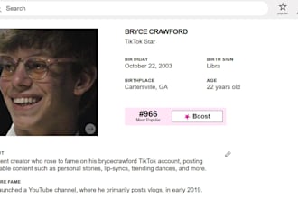 professionally create a famous birthday profile for your name or your family