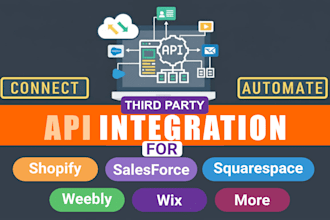 integrate a third party API to shopify, salesforce, squarespace etc