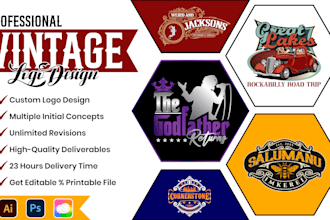 make a professional retro badge or vintage emblem logo