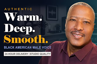 record an authentic black american male voice over for ads and narration