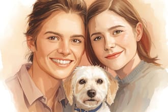 draw watercolor pet portrait