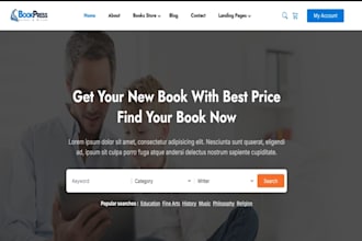 build motivational bookshop website author profiles bestsellers website