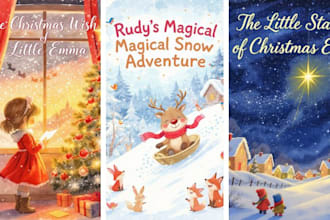 illustrate christmas story, children story book, children book illustration