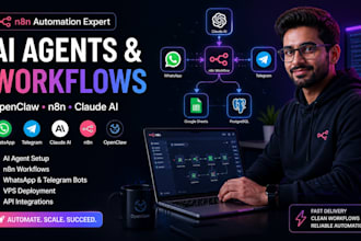 set up openclaw n8n ai agent claude automation whatsapp telegram vps workflow